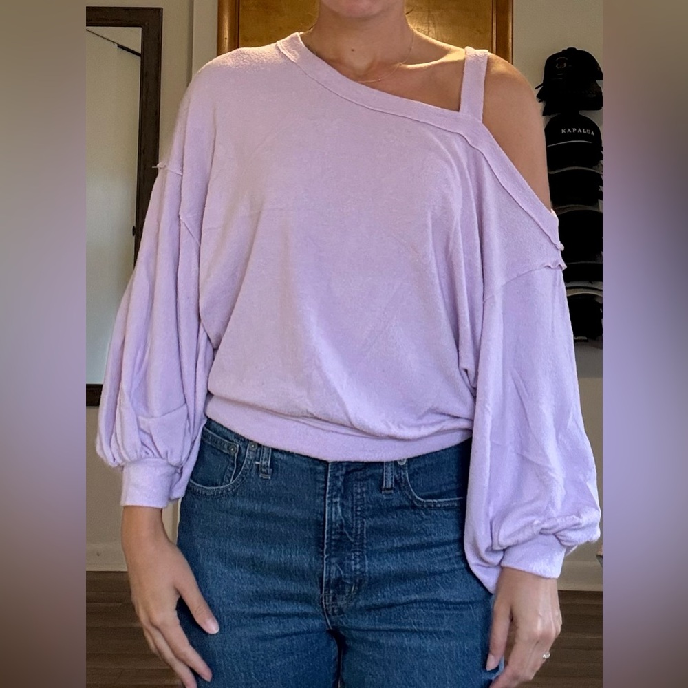 Free People Lavender Off-Shoulder Sweater